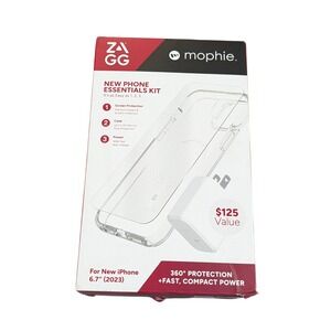 Cc7O ZAGG Screen Protector+30W USB-C Power Adapter+Clear Case, iPhone 15 Plus